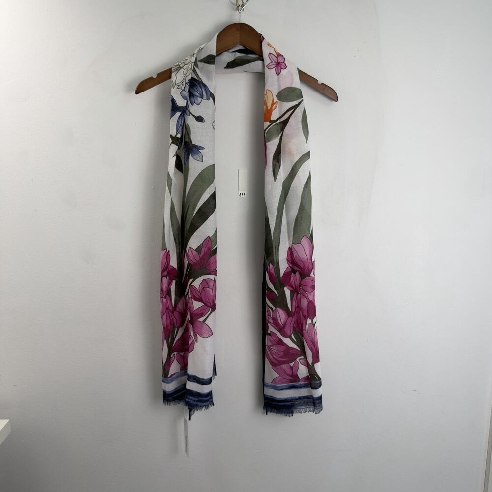 NWT Chico's Splash of Floral Oblong Scarf 74x23